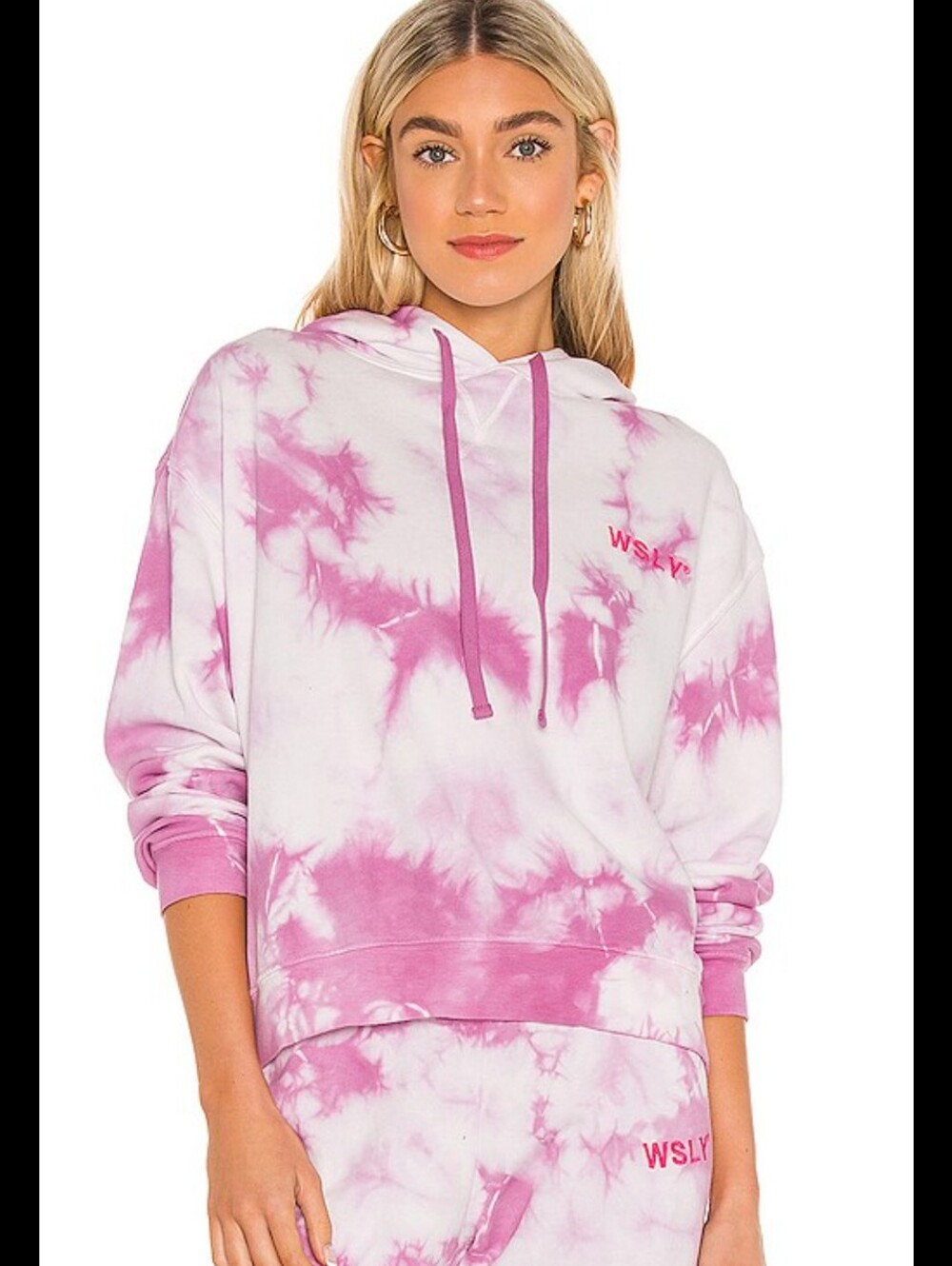 WSLY Ecosoft Washed Orchid Tie-Dye Hooded Sweatshirt And Sweatpants Set XS